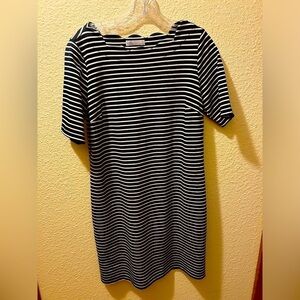 Croft barrow navy blue horizontal striped dress